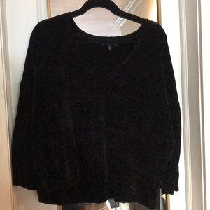 Black Chenille V-Neck 3/4 sleeve sweater
